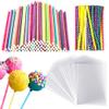 300-piece Cake pop Sticks Set, 100 Candy Bags, 100 Lollipop Sticks with 100 Twist Ties for Sweets, Pastries, Biscuits, Sweets (Colourful) view 1