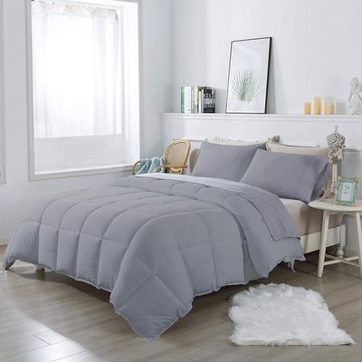 1Pcs Comforter 100% Egyptian Cotton 800 Thread Count - Super King Plus Size (120" x120") Inch,Soft and Breathable Comforter - Silver Solid