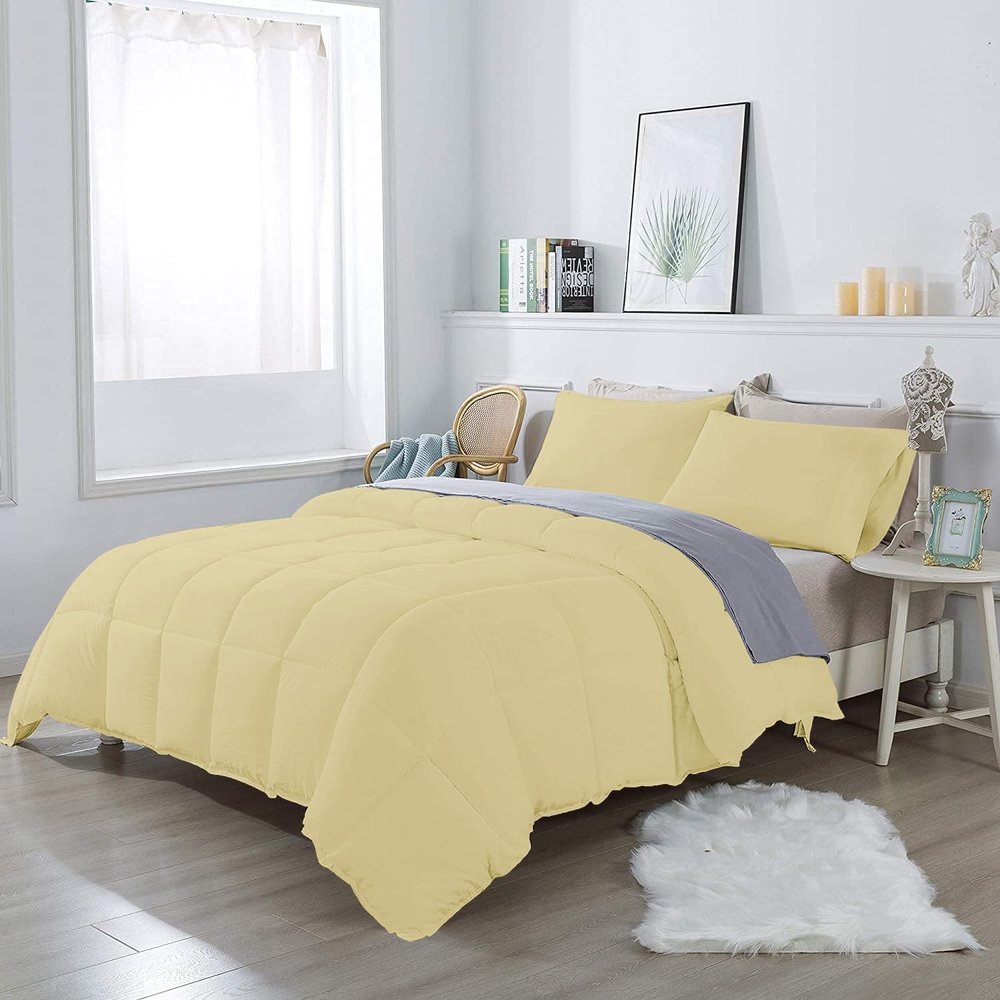 3Pcs Comforter Set 100% Egyptian Cotton 800 Thread Count - Full/Queen Size (90" x 90") Inch,Soft and Breathable Comforter Set - Ivory Solid