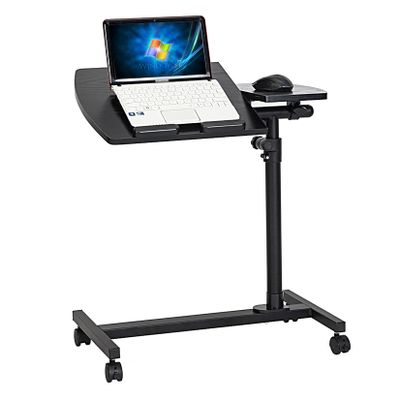 Bituman 23" Sit and Standing Desk Movable Gaming Desk Height Adjustable Laptop Desk Multifunctional Lifting End Side Table, Four-Wheel Multifunctional Flat Surface Lifting Computer Desk, Black