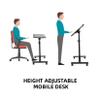 Bituman 23" Sit and Standing Desk Movable Gaming Desk Height Adjustable Laptop Desk Multifunctional Lifting End Side Table, Four-Wheel Multifunctional Flat Surface Lifting Computer Desk, Black view 4