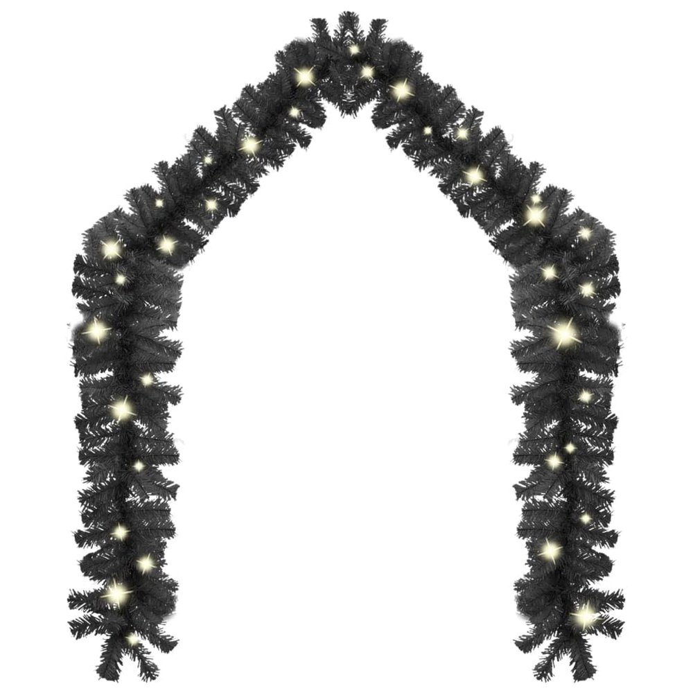 Christmas Garland with LED Lights,Christmas Ornaments,Christmas Tree Decorations,Holiday Wedding Party Decoration,Outdoor Indoor Holiday Decorations,with USB Connection, 787.4" Black