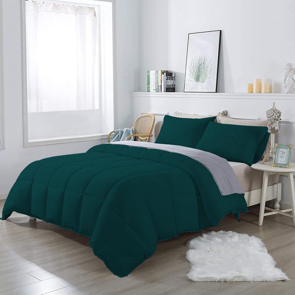 1Pcs Comforter 100% Egyptian Cotton 800 Thread Count - Super King Plus Size (120" x120") Inch,Soft and Breathable Comforter - Teal Solid