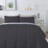 1Pcs Comforter 100% Egyptian Cotton 800 Thread Count - Super King Plus Size (120" x120") Inch,Soft and Breathable Comforter - Dark Grey Stripe view 3