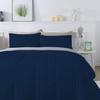 1Pcs Comforter 100% Egyptian Cotton 800 Thread Count - Super King Plus Size (120" x120") Inch,Soft and Breathable Comforter - Navy Blue Stripe view 3