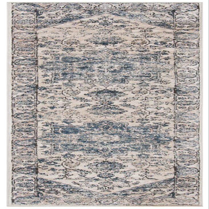 Martha Stewart x SAFAVIEH Area Rug Collection - 2'2" x 12' Runner, Ivory & Blue, Non-Shedding & Easy Cleaning, Ideal for Living Room, Foyer, Bedroom, Hallway (MSR868A)