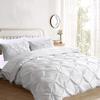 3 Pcs Pinch Pleated Premium Comforter Sets- Extra Long Down Alternative Comforter Set 500 GSM Fill 100% Egyptian Cotton Cal-King/King Size, White 1 Pintuck Comforter with 2 Pillowsham view 1
