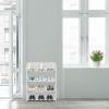 4 Tier Carved Shoe Rack Wood-Plastic Board Shoe Storage Holder White, Four Tiers Shoe Organizer Stand for Living Room, Hall, Study, Bedroom, Concise Rectangle, Simple Assembly, 4 Tier view 2