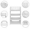 4 Tier Carved Shoe Rack Wood-Plastic Board Shoe Storage Holder White, Four Tiers Shoe Organizer Stand for Living Room, Hall, Study, Bedroom, Concise Rectangle, Simple Assembly, 4 Tier view 3