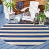 SAFAVIEH Washable Rug Outdoor Courtyard Collection - 6'7" Round, Beige & Navy, Non-Shedding & Easy Cleaning, Ideal for Patio, Backyard, Mudroom (CY6812-25812) view 1