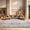 SAFAVIEH Area Rug 8x10 - Madison Collection - Large - Beige & Blue, Oriental Distressed Design, Non-Shedding & Easy Cleaning, Ideal for Living Room, Bedroom, Office, Dining Space (MAD821M) view 1