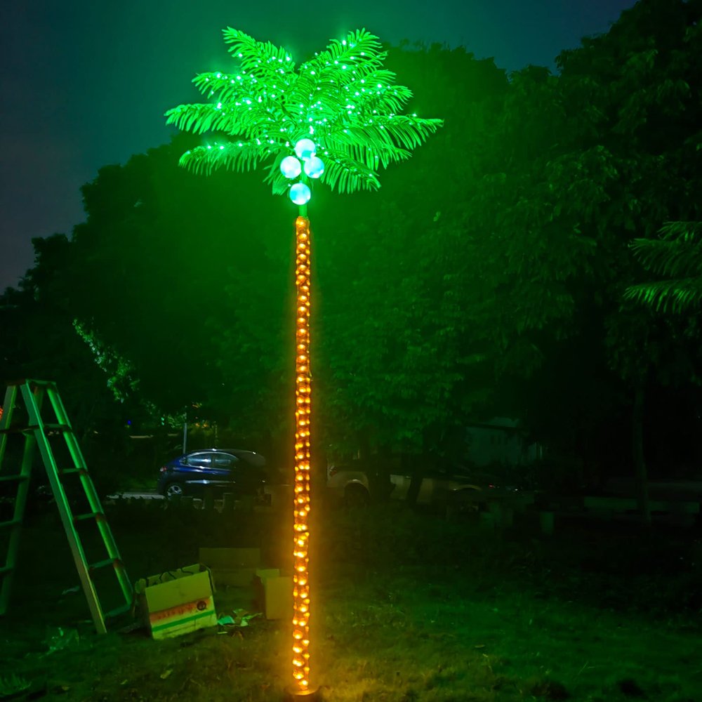 Fairyrain Artificial Palm Tree 9.5FT 305Led Outdoor Lighted Palm Trees