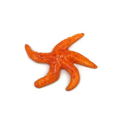 1Pc Handmade Ceramic Starfish Tile, Coastal Wall Decor For Home, Swimingpool Aquarium or Fish Tank, Beach Lover Gift for Women (14cm/5.2in Diameter, Orange)