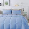 3Pcs Comforter Set 100% Egyptian Cotton 800 Thread Count - Full/Queen Size (90" x 90") Inch,Soft and Breathable Comforter Set - Light Blue Solid view 3