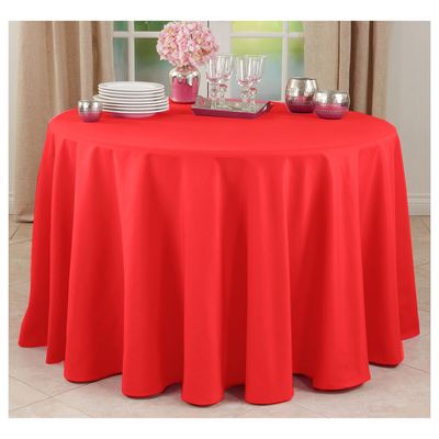 Occasion Gallery Red 100% Polyester Solid Classic Everyday Design Dining Room or Kitchen Tablecloth, 132" Round (1 Piece)