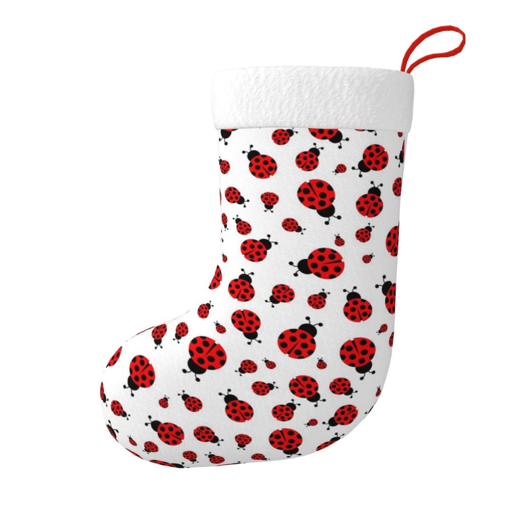 SUROLA Ladybug Christmas Stocking,Xmas Decorations 18" Large Hanging Stockings Print Polyester