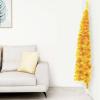 Gecheer Slim Artificial Half Christmas Tree, Gold PVC Skinny Cone-Shaped Indoor Decoration for Living Room, 70.9 Inch Height view 1