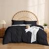 Black Duvet Cover Alaskan King Size 132x120 - 3 Pc Duvet Cover with 2 Pillow Shams -100% Egyptian Cotton Comforter Cover with Zipper Closure & 4 Corner Ties, Alaskan King size Duvet cover set -Black view 1