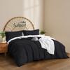 Black Duvet Cover Alaskan King Size 132x120 - 3 Pc Duvet Cover with 2 Pillow Shams -100% Egyptian Cotton Comforter Cover with Zipper Closure & 4 Corner Ties, Alaskan King size Duvet cover set -Black view 2