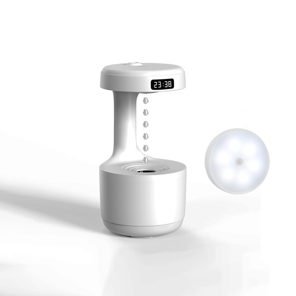 Anti-Gravity Water Droplet Humidifier, 27 Oz Cool Mist Humidifier, Fog Visible Air Humidifier, 8H Timing, Quiet Energy-Saving Shutdown Protection, LED Display Screen, TYPE-C (White)