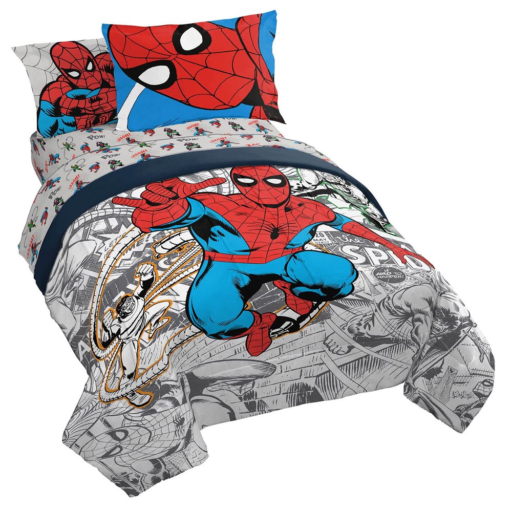 Marvel Spiderman Spidey VS 7 Piece Full Size Bed Set - Includes Comforter & Sheet Set Bedding - Super Soft Fade Resistant Microfiber (Official Product)