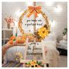 Personalized Fall Flower Wreath Thanksgiving Party Welcome Sign - Custom Give Thanks With A Grateful Heart Thanksgiving Welcome Sign - Welcome Sign For Your Glorious Thanksgiving Party (Acrylic) view 1