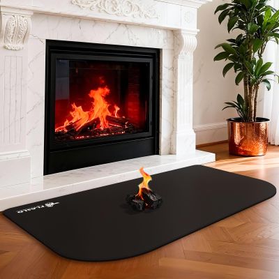 FLASLD Fireplace Hearth Mat, 3248 inch Grill Mat Under Desk, Double-Sided Fireproof Fireplace Rugs for Fire Pit, Grill Pad for Outdoor Grill, Fireplace, Stove, Smokers, BBQ