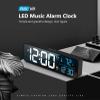 Abovsare Digital Clock for Bedroom, Clocks for Living Room Decor, Desk Table Clock, Alarm Clock Large Display with Date Week Temperature, Automatic Brightness Dimmer, Smart Cool Modern (Black Blue) view 2