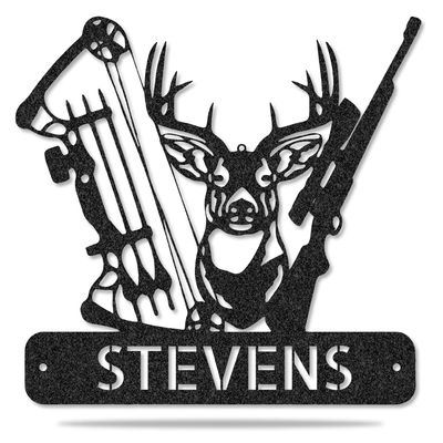 Personalized Metal Wall Art - Deer Hunter Wall Sign, Camp & Farm Sign, Birthday & Father's Day Gift