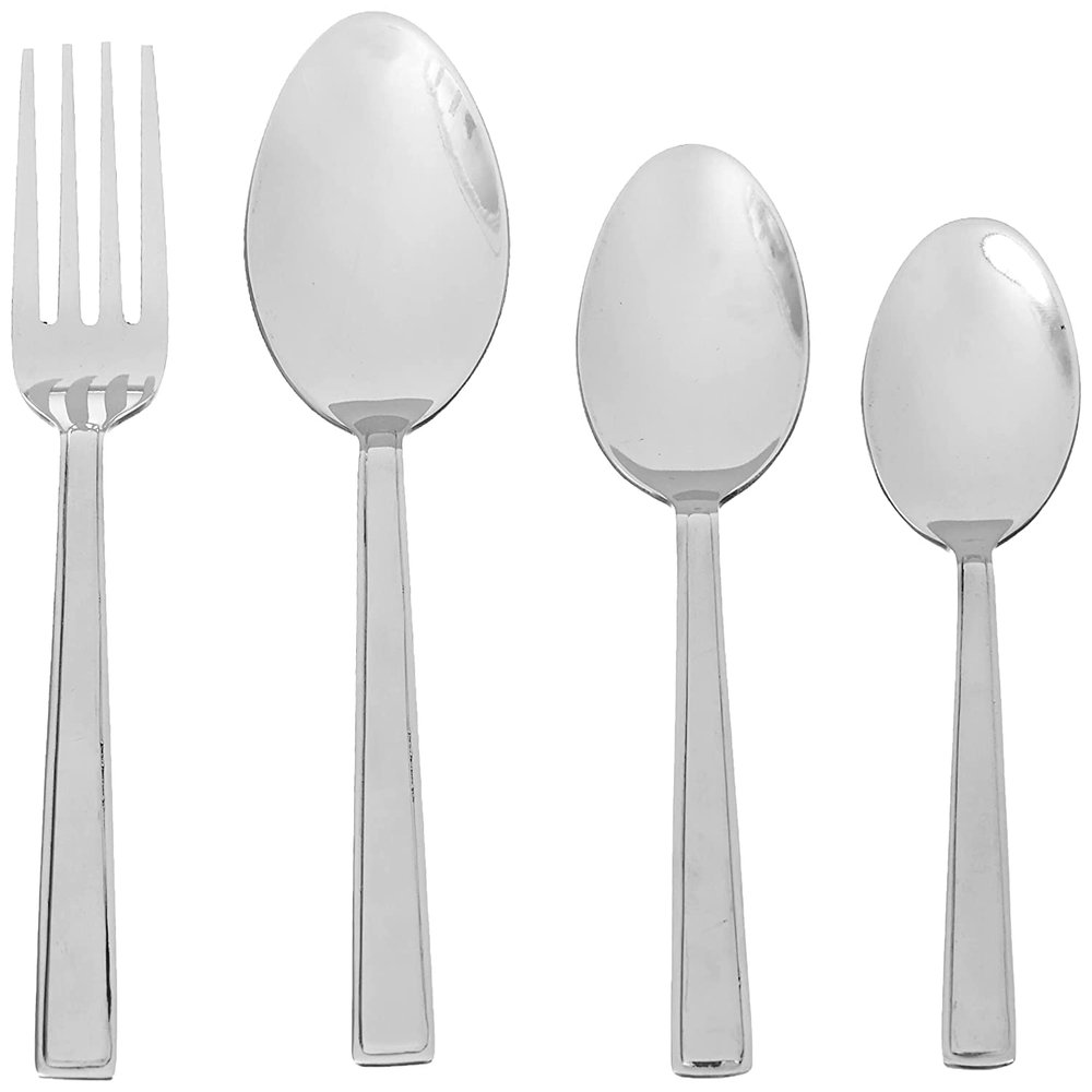 Anjali Enterprises Cutlery Set 24Piece (6 Tea Spoons, 6 Snack Spoons, 6 Spoons, and 6 Forks, Silver