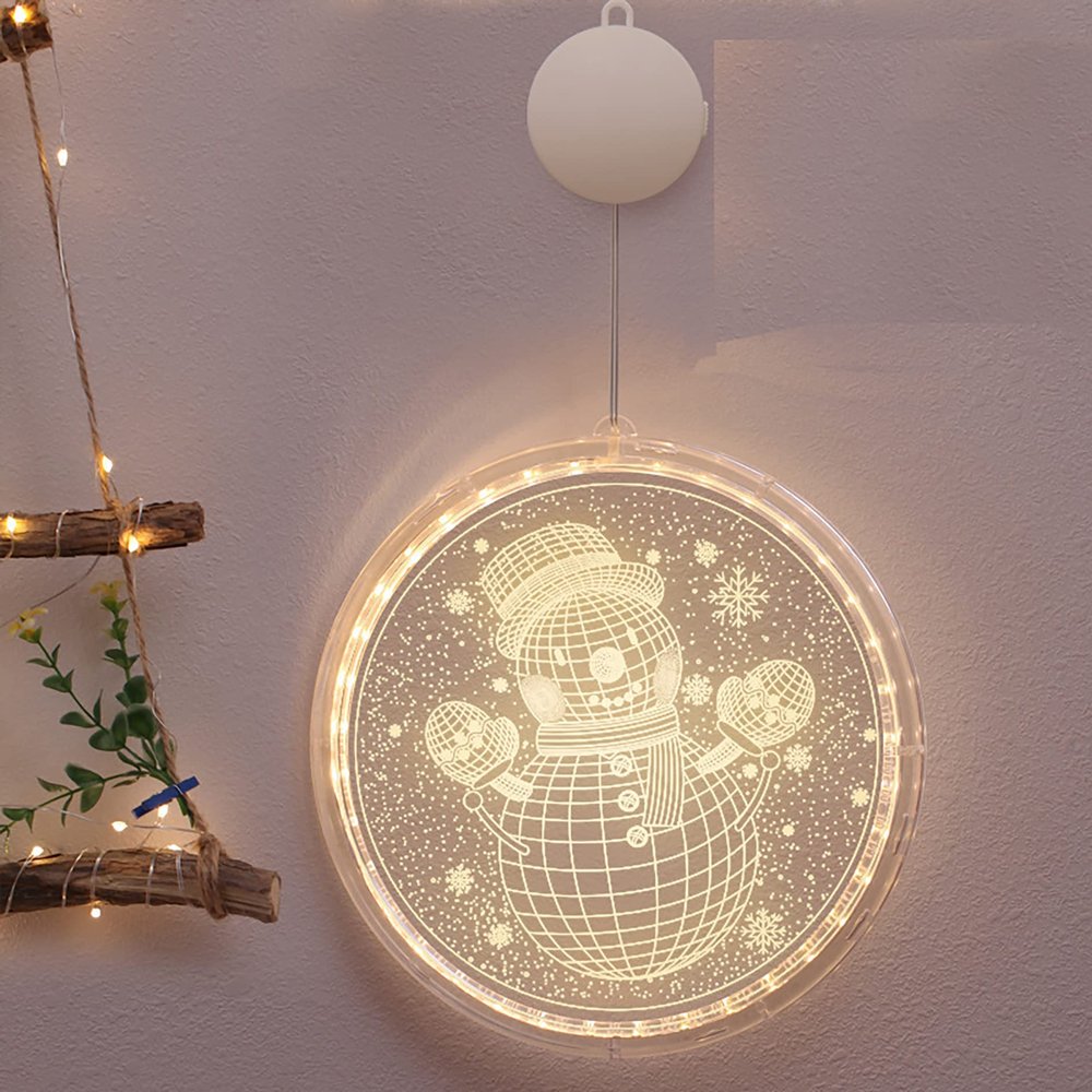 Merry Christmas Window Lights Decorations Battery Operated String Light LED 3D Hanging Xmas Decorative Light Christmas DIY Hanging Lighting Christmas Tree Ornaments for Home Decoration (8.66inch, H)