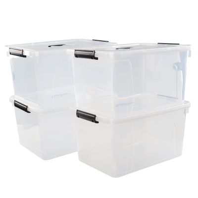 Bblina 18 Quart Clear Plastic Storage Boxes, 4-pack Storage Totes Containers with Lids