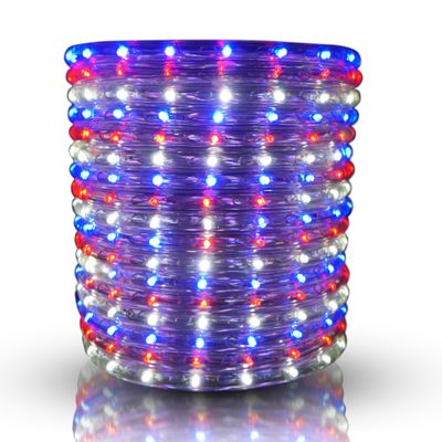 Peng Lights LED Patriotic Rope Lights connectable Flexible Waterproof America's Favorite Color Red White Blue (200 feet)