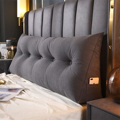 Large Bolster Triangular Headboard Pillow Bed Rest Reading Pillows for Sitting in Bed Backrest Positioning Support Wedge Cushion,Gray,Queen 59inch/150cm