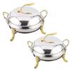 YIEOTM 2 Packs Chafing Dish Round Chafer Set, Stainless Steel Buffet Warmer with Food Pan, Frame, Fuel Holder and Lid for Catering Party Wedding view 1