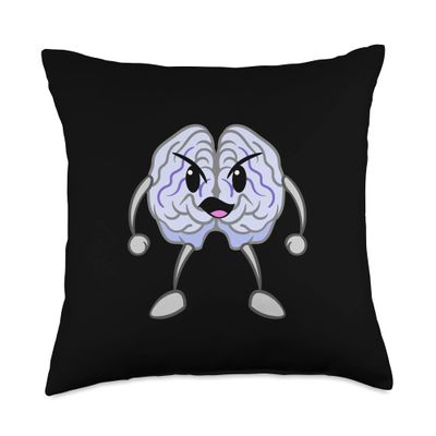 Smart Brain Power Intellectual Free Thinker Cartoon Brain Throw Pillow