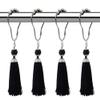 12Pcs Tassel Shower Curtain Hooks for Boho Bathroom Decor - Rust Proof Curtain Rings - Stainless Steels Metal Shower Hook with Tassel for Decorative Shower Rod Bathroom Hardware (Black) view 1