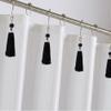 12Pcs Tassel Shower Curtain Hooks for Boho Bathroom Decor - Rust Proof Curtain Rings - Stainless Steels Metal Shower Hook with Tassel for Decorative Shower Rod Bathroom Hardware (Black) view 4