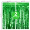 2 Pack Green Tinsel Curtain Party Backdrop, 3.2Ft x 8.2Ft Metallic Tinsel Foil Fringe Curtains Photo Booth Props Background for Christmas St Patricks Day Safari Tropical Bachelorette Decorations view 3