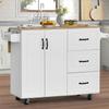 Kitchen Island with Storage, White Kitchen Cart with seating with Drop Leaf, Kitchen Island on Wheels with 2 Doors and 3 Drawers, Kitchen Island Cart with Spice Rack, Towel Rack and Wood Table Top view 1