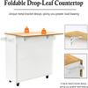 Kitchen Island with Storage, White Kitchen Cart with seating with Drop Leaf, Kitchen Island on Wheels with 2 Doors and 3 Drawers, Kitchen Island Cart with Spice Rack, Towel Rack and Wood Table Top view 2