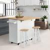 Kitchen Island with Storage, White Kitchen Cart with seating with Drop Leaf, Kitchen Island on Wheels with 2 Doors and 3 Drawers, Kitchen Island Cart with Spice Rack, Towel Rack and Wood Table Top view 4