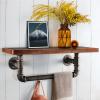Drsyffsup Wall Shelf - Floating Storage Shelves for Utensils/Cosmetics/Book/Picture Ledge Bathroom Towel Bar/Rails Hanging Hanger,Iron Frame and Rustic Solid Wood Board (Size : 60x20x20cm) view 2