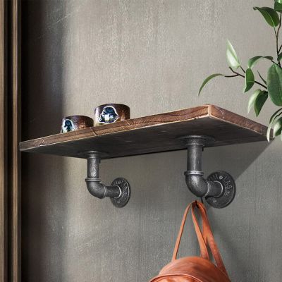 Drsyffsup Wall Mount Storage Rack, Industrial Pipe Floating Corner Shelves Flower Stand Book Shelf, for Bedroom, Bathroom, Living Room, Kitchen,Home Office,Bar Decorative (Size : 60x20cm)