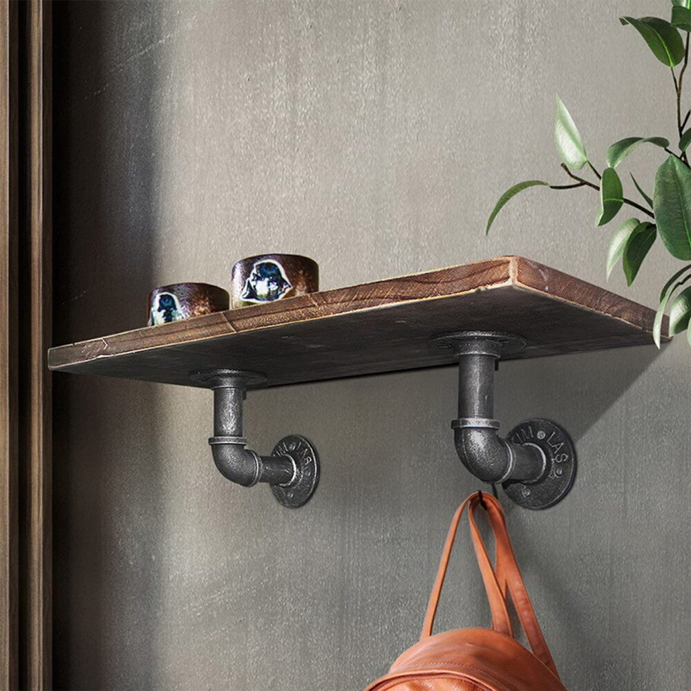 Drsyffsup Wall Mount Storage Rack, Industrial Pipe Floating Corner Shelves Flower Stand Book Shelf, for Bedroom, Bathroom, Living Room, Kitchen,Home Office,Bar Decorative (Size : 60x20cm)