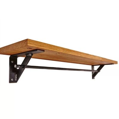 Drsyffsup Industrial Wall Shelf for Kitchen Storage Floating ShelvesWooden Pot & Pan Rack with Rail and Hooks,Living Room Plant Stand/Bathroom Towel Hanging Bar (Size : 90x20x20cm)