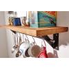 Drsyffsup Industrial Wall Shelf for Kitchen Storage Floating ShelvesWooden Pot & Pan Rack with Rail and Hooks,Living Room Plant Stand/Bathroom Towel Hanging Bar (Size : 90x20x20cm) view 2