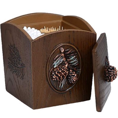 BIENKA Resin Toothpick Holder Dispenser Portable Decorative Toothpicks Container Retro Toothpick Case Box Storage Organizer Qtip Cotton Swab Box with Lid Cotton Bud Dispenser for Home Kitchen Toothpic