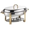 YIEOTM 6 Quart Accented Oval Chafing Dish, Stainless Steel Dinner Serving Chafers Buffet Warmer Set with Food Pan, Fuel Holders & Lid for Banquets Party view 1