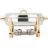 YIEOTM 6 Quart Accented Oval Chafing Dish, Stainless Steel Dinner Serving Chafers Buffet Warmer Set with Food Pan, Fuel Holders & Lid for Banquets Party view 3